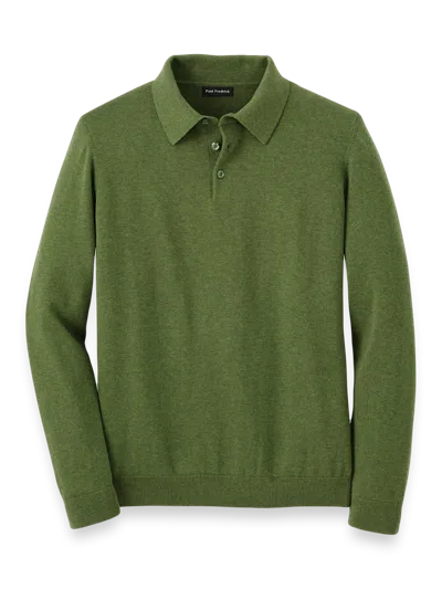 Paul Fredrick Supima Cotton Three Button Polo In Green
