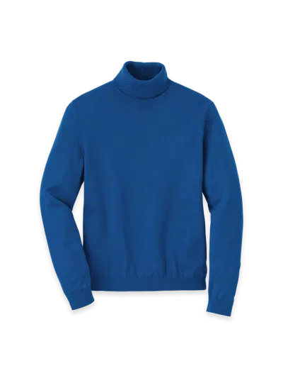 Paul Fredrick Supima Cotton Turtleneck In Blue