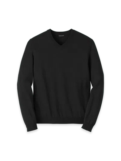 Paul Fredrick Supima Cotton V-neck Sweater In Black
