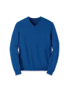 Paul Fredrick Supima Cotton V-neck Sweater In Blue