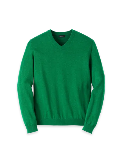 Paul Fredrick Supima Cotton V-neck Sweater In Green