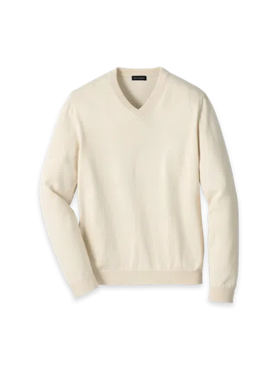 Paul Fredrick Supima Cotton V-neck Sweater In Neutral