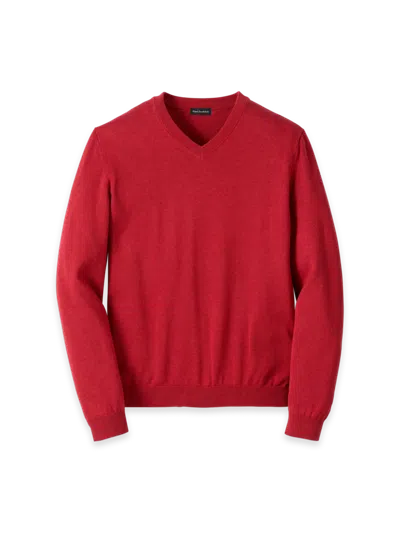 Paul Fredrick Supima Cotton V-neck Sweater In Red