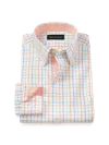 Paul Fredrick Tailored Fit Comfort Stretch Non-iron Check Dress Shirt With Contrast Trim In Multi
