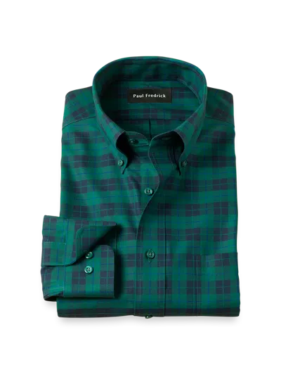 Paul Fredrick Tailored Fit Comfort Stretch Non-iron Plaid Dress Shirt In Multi