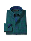 Paul Fredrick Tailored Fit Comfort Stretch Non-iron Plaid Dress Shirt With Contrast Trim In Multi