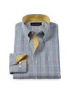 Paul Fredrick Tailored Fit Comfort Stretch Non-iron Plaid Dress Shirt With Contrast Trim In Multi
