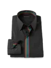 Paul Fredrick Tailored Fit Comfort Stretch Non-iron Solid Dress Shirt With Contrast Trim In Multi