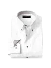 Paul Fredrick Tailored Fit Comfort Stretch Non-iron Solid Dress Shirt With Contrast Trim In White