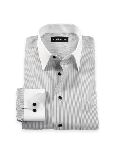 Paul Fredrick Tailored Fit Comfort Stretch Non-iron Stripe Dress Shirt In Multi