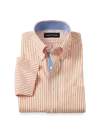 Paul Fredrick Tailored Fit Comfort Stretch Non-iron Stripe Dress Shirt With Contrast Trim In Multi