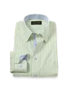 Paul Fredrick Tailored Fit Comfort Stretch Non-iron Stripe Dress Shirt With Contrast Trim In Multi