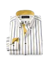 Paul Fredrick Tailored Fit Comfort Stretch Non-iron Stripe Dress Shirt With Contrast Trim In Multi