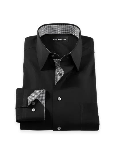 Paul Fredrick Slim Fit Comfort Stretch Non-iron Solid Dress Shirt With Contrast Trim In Animal Print