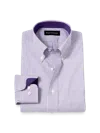 Paul Fredrick Tailored Fit Non-iron Cotton Check Dress Shirt With Contrast Trim In Multi