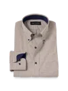 Paul Fredrick Tailored Fit Non-iron Cotton Check Dress Shirt With Contrast Trim In Multi