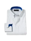 Paul Fredrick Tailored Fit Non-iron Cotton Stripe Dress Shirt With Contrast Trim In Multi