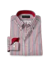 Paul Fredrick Tailored Fit Non-iron Cotton Stripe Dress Shirt With Contrast Trim In Multi