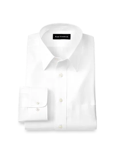 Paul Fredrick Tailored Fit Non-iron Cotton Pinpoint Solid Point Collar Dress Shirt In White
