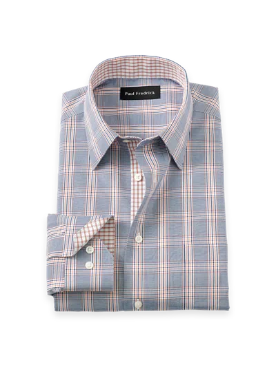 Paul Fredrick Slim Fit Non-iron Cotton Plaid Dress Shirt With Contrast Trim In Animal Print