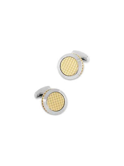 Paul Fredrick Textured Circle Cufflink In Multi