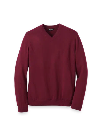 Paul Fredrick Washable Merino Wool V-neck Sweater In Red