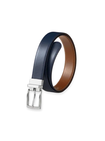 Paul Fredrick Wayne Reversible Belt In Blue