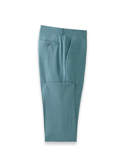 Paul Fredrick Wool Bengaline Flat Front Suit Pants In Green