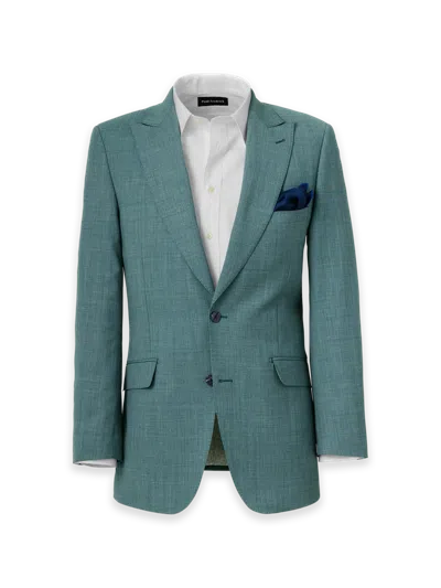 Paul Fredrick Wool Bengaline Single Breasted Peak Lapel Suit Jacket In Green