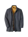 Paul Fredrick Wool Blend Check Carcoat In Blue