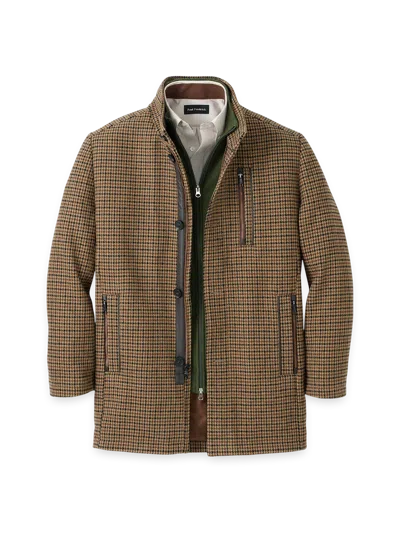 Paul Fredrick Wool Blend Houndstooth Carcoat In Black