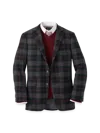 Paul Fredrick Wool Blend Plaid Single Breasted Notch Lapel Sport Coat In Black
