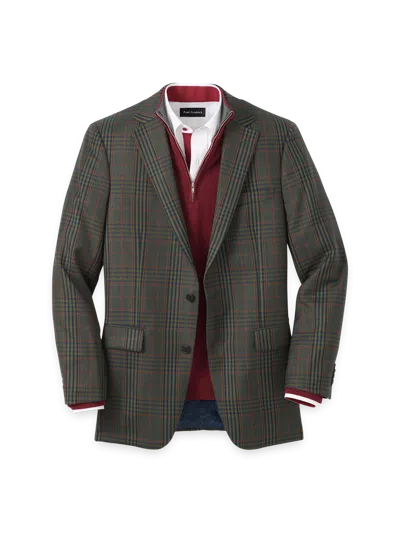 Paul Fredrick Wool Blend Plaid Single Breasted Notch Lapel Sport Coat In Green