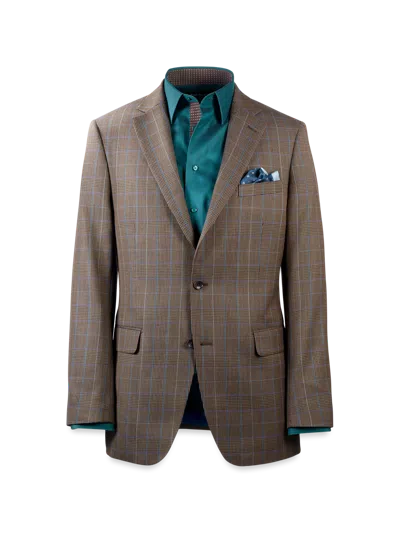 Paul Fredrick Wool Blend Plaid Single Breasted Notch Lapel Suit Jacket In Multi