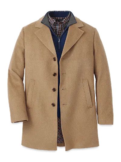 Paul Fredrick Wool Blend Topcoat In Brown