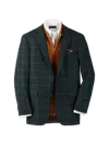 Paul Fredrick Wool Blend Windowpane Single Breasted Notch Lapel Sport Coat In Green