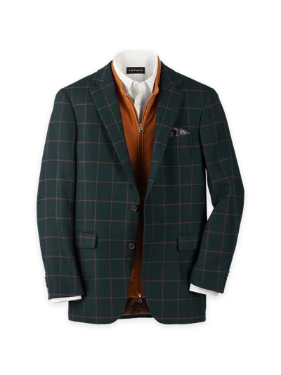 Paul Fredrick Wool Blend Windowpane Single Breasted Notch Lapel Sport Coat In Green