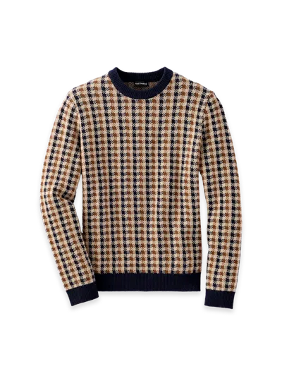 Paul Fredrick Wool Check Crewneck Sweater In Multi