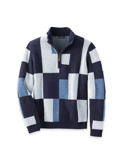 Paul Fredrick Wool Colorblock Quarter Zip Sweater In Multi