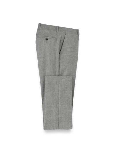 Paul Fredrick Wool Flannel Houndstooth Flat Front Pants In Black