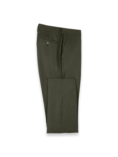 Paul Fredrick Wool Flannel Solid Flat Front Pants In Green