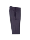 Paul Fredrick Wool Flannel Solid Flat Front Pants In Blue