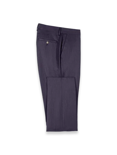 Paul Fredrick Wool Flannel Solid Flat Front Pants In Blue