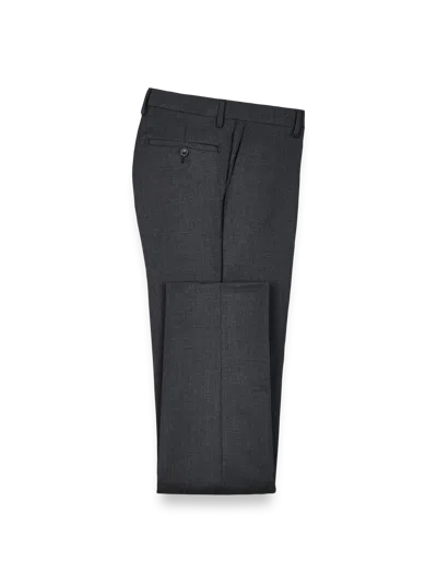 Paul Fredrick Wool Gabardine Flat Front Pants In Black