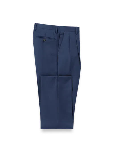 Paul Fredrick Wool Gabardine Pleated Pants In Blue