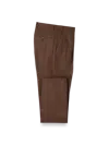Paul Fredrick Wool Gabardine Flat Front Pants In Brown