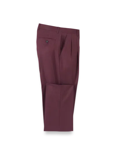 Paul Fredrick Wool Stretch Bengaline Pleated Suit Pants In Burgundy