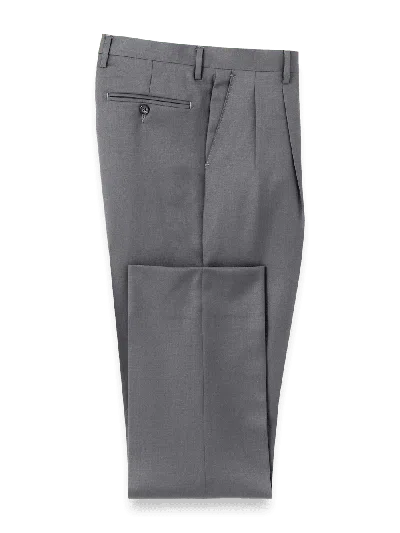 Paul Fredrick Wool Gabardine Pleated Pants In Gray