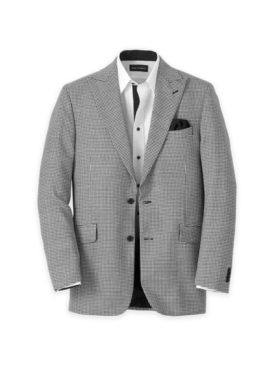 Paul Fredrick Wool Houndstooth Single Breasted Peak Lapel Sport Coat In Black