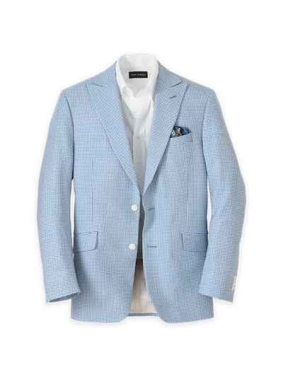 Paul Fredrick Wool Houndstooth Single Breasted Peak Lapel Sport Coat In Blue